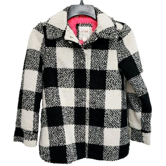 Cat & Jack Black & White Girls Textured Coat Sz 7-8 - Picture 2 of 5